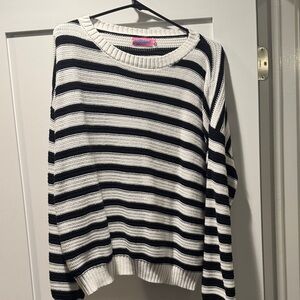 Edikted Black and White Striped Crew Neck Sweater